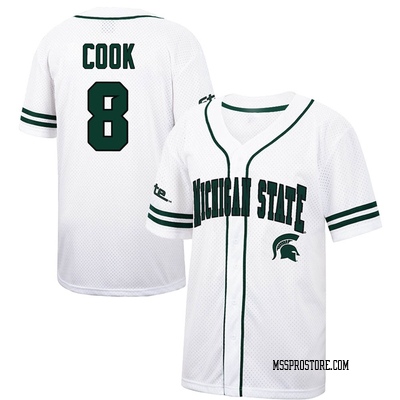 Men's Harrison Cook Michigan State Spartans Replica Colosseum /Green Free  Spirited Baseball Jersey - White